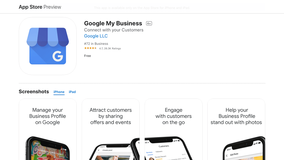A Deep Dive Into Google My Business Listings image Apple App Store - Google My Business App