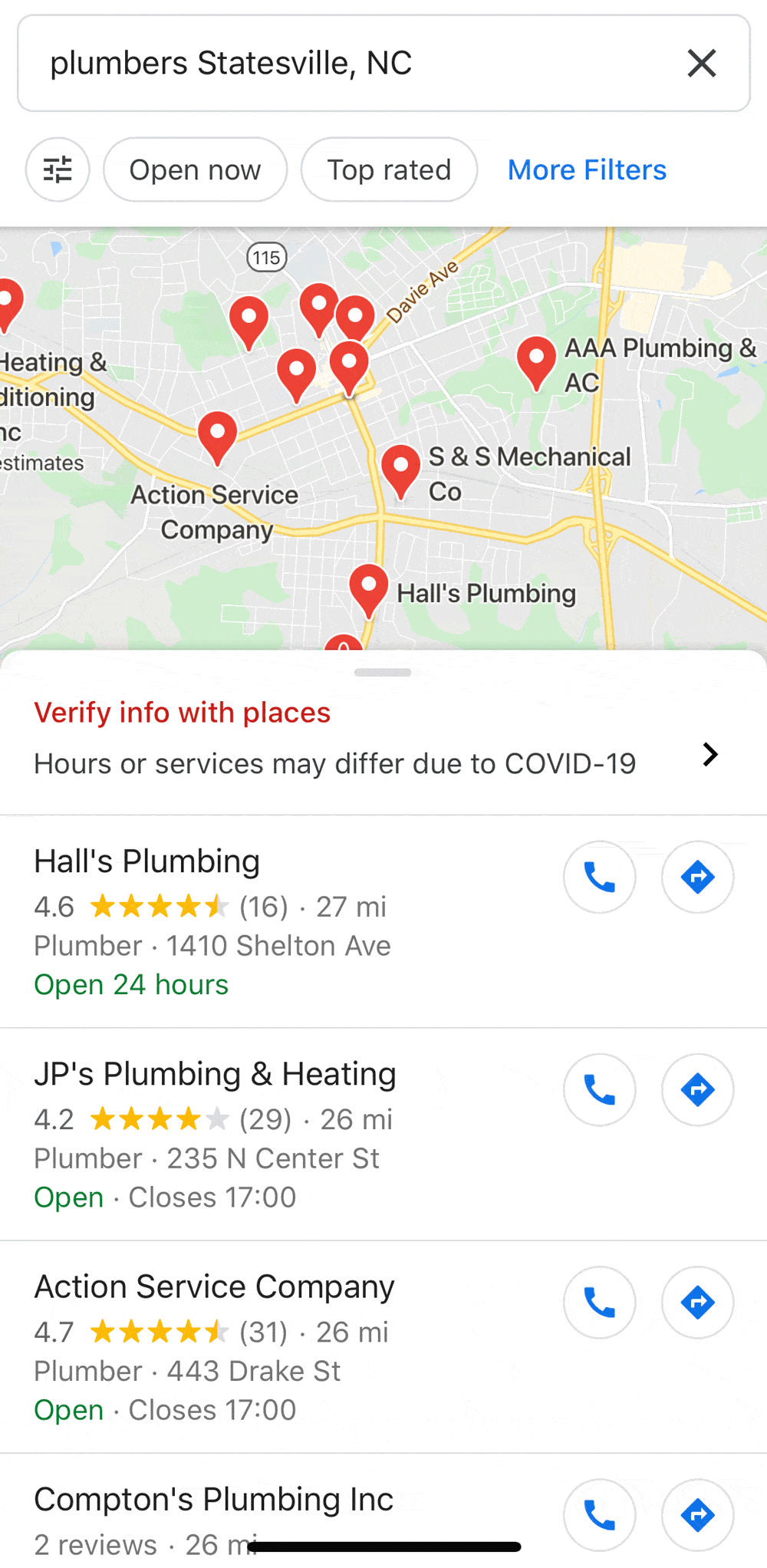 101 Free Marketing Tips For Local Small Business Google My Business Map View Example On Mobile