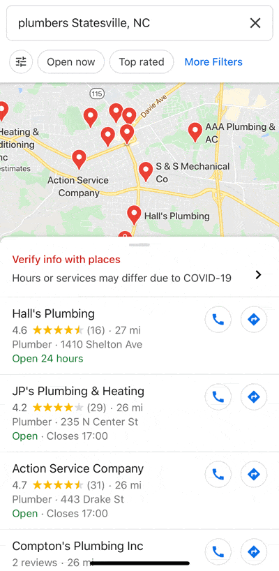 A Deep Dive Into Google My Business Listings image Google My Business Map View Example On Mobile