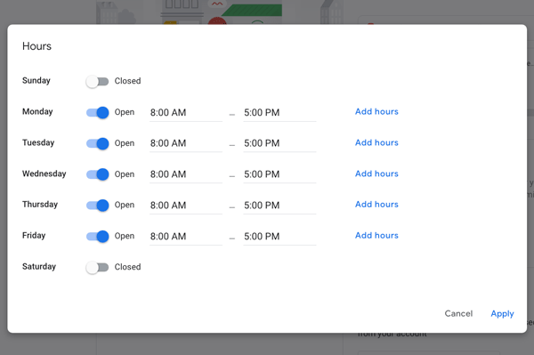 A Deep Dive Into Google My Business Listings image Google My Business: Dashboard Hours