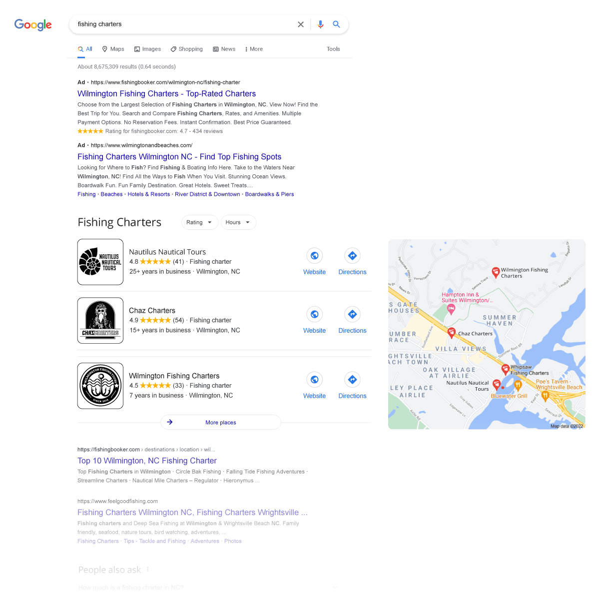 Local SEO Help for Small Businesses image google page fishing charters partial