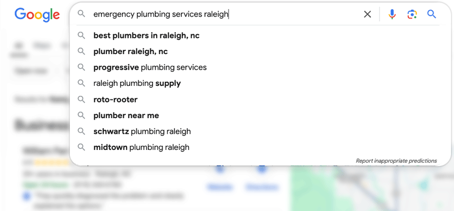 Google search suggestions (the LSI) for 