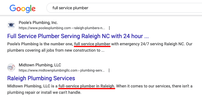 Google search results for 