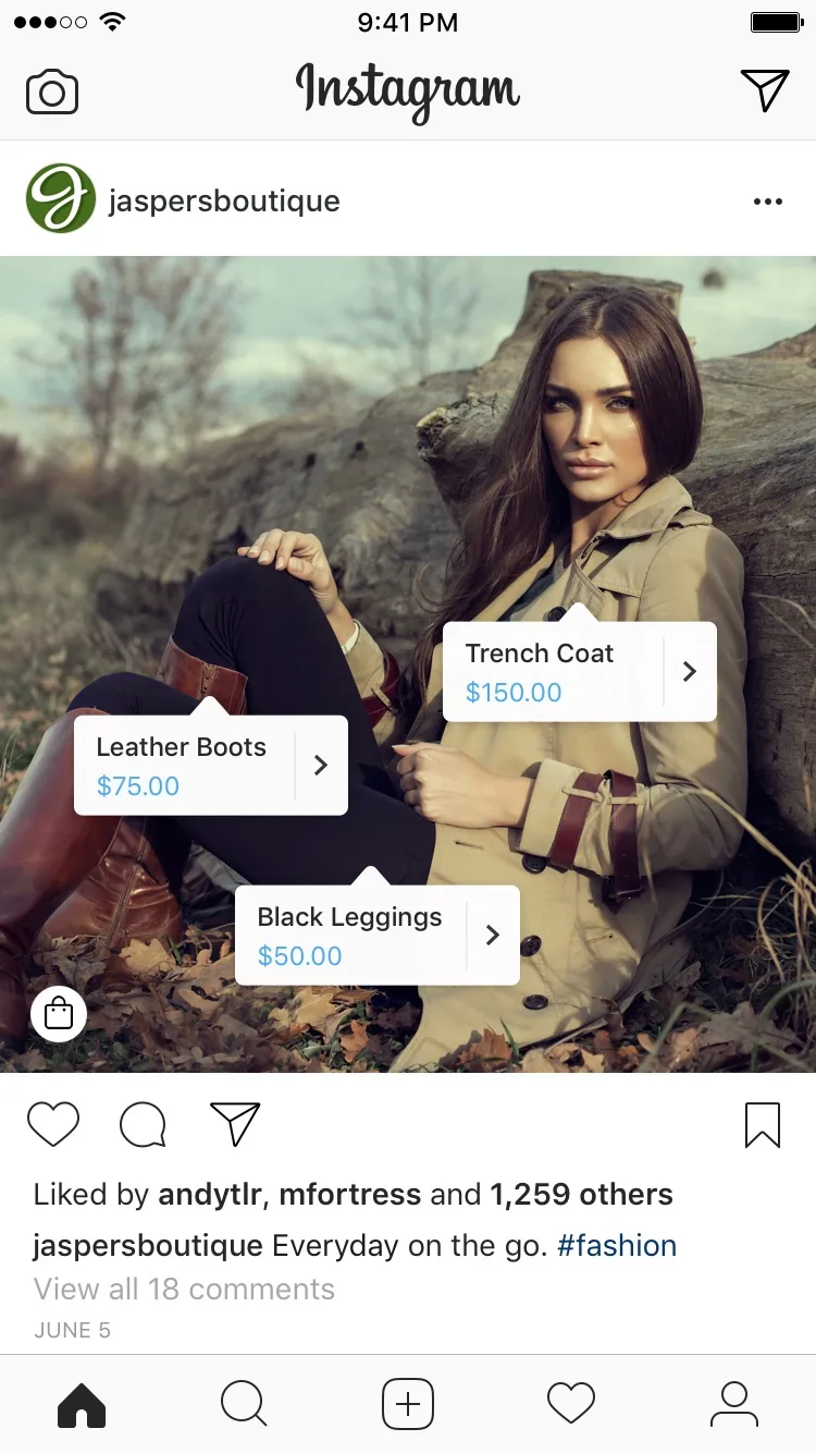 A great example of Instagram Shopping