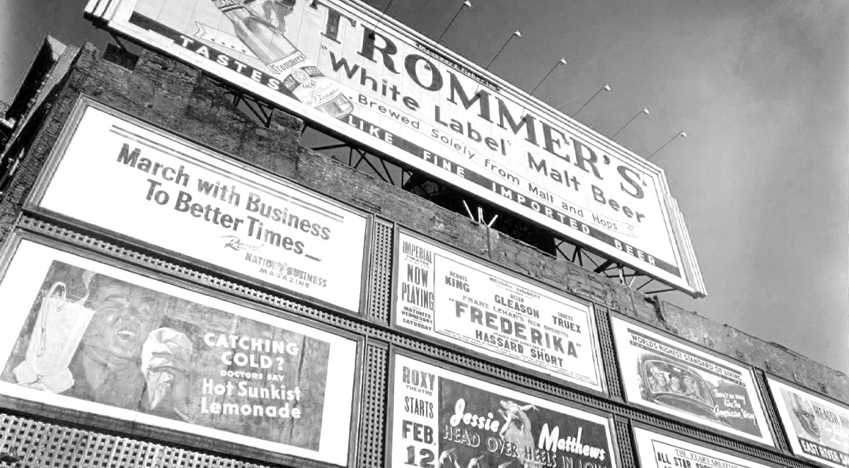 23 of the Best Ways to Recession-Proof Your Small Business image (still image) Advertisements, 1937, East Houston Street and Second Avenue, Manhattan., (1937)