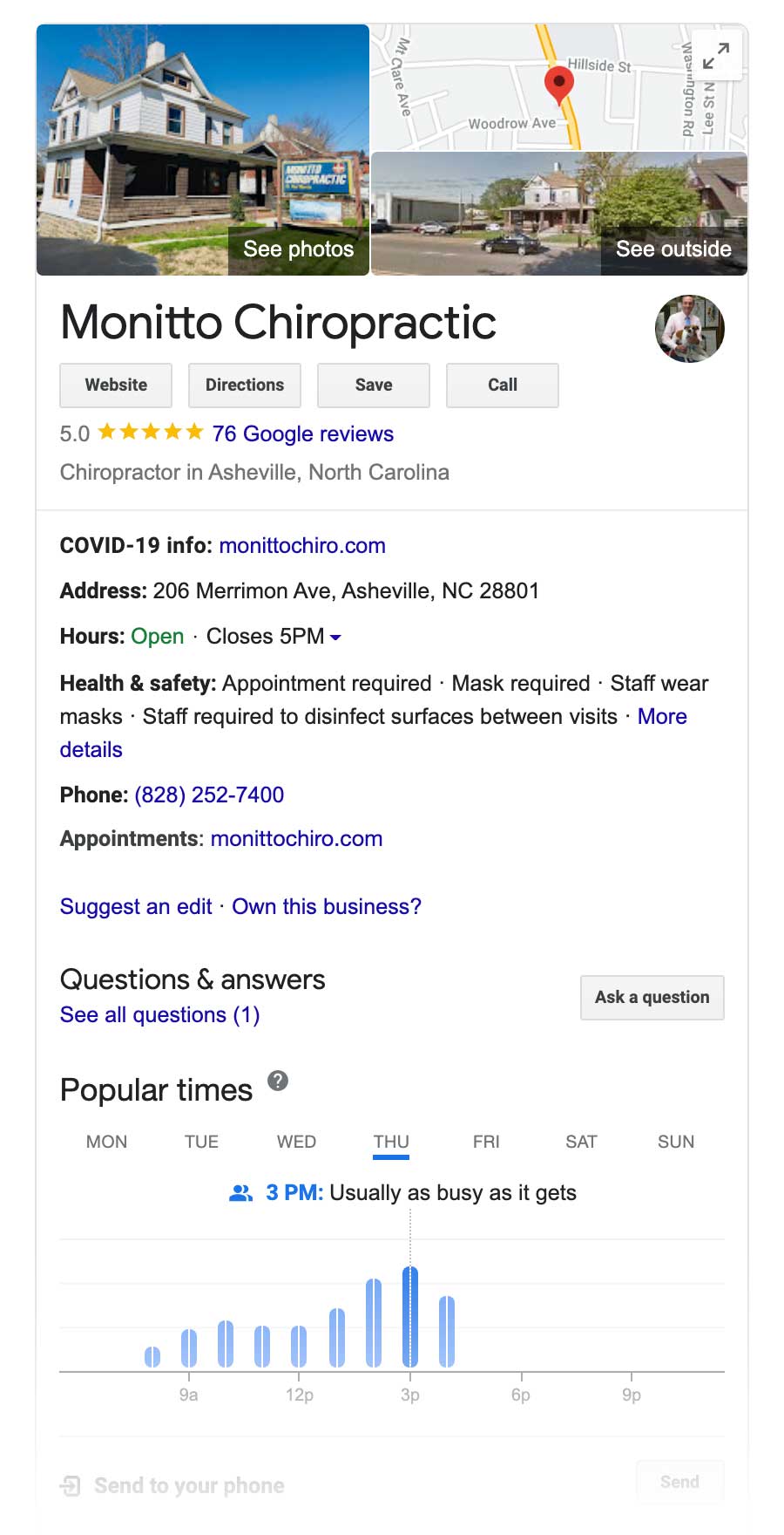Google Business Profile for Monitto Chiropractic 