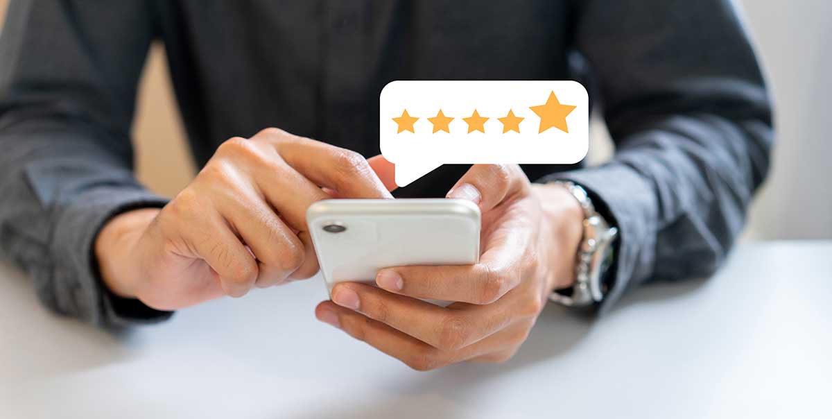 Get reviews from customers such as this man giving five-star rating.