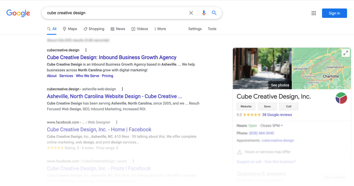 Local SEO Rankings: 10 Practices That Actually Work image SERPS Cube Creative Design Asheville, NC