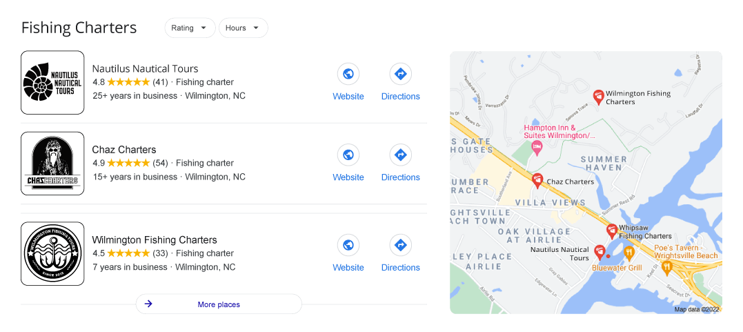 Google Page Fishing Charters 3-Pack Example