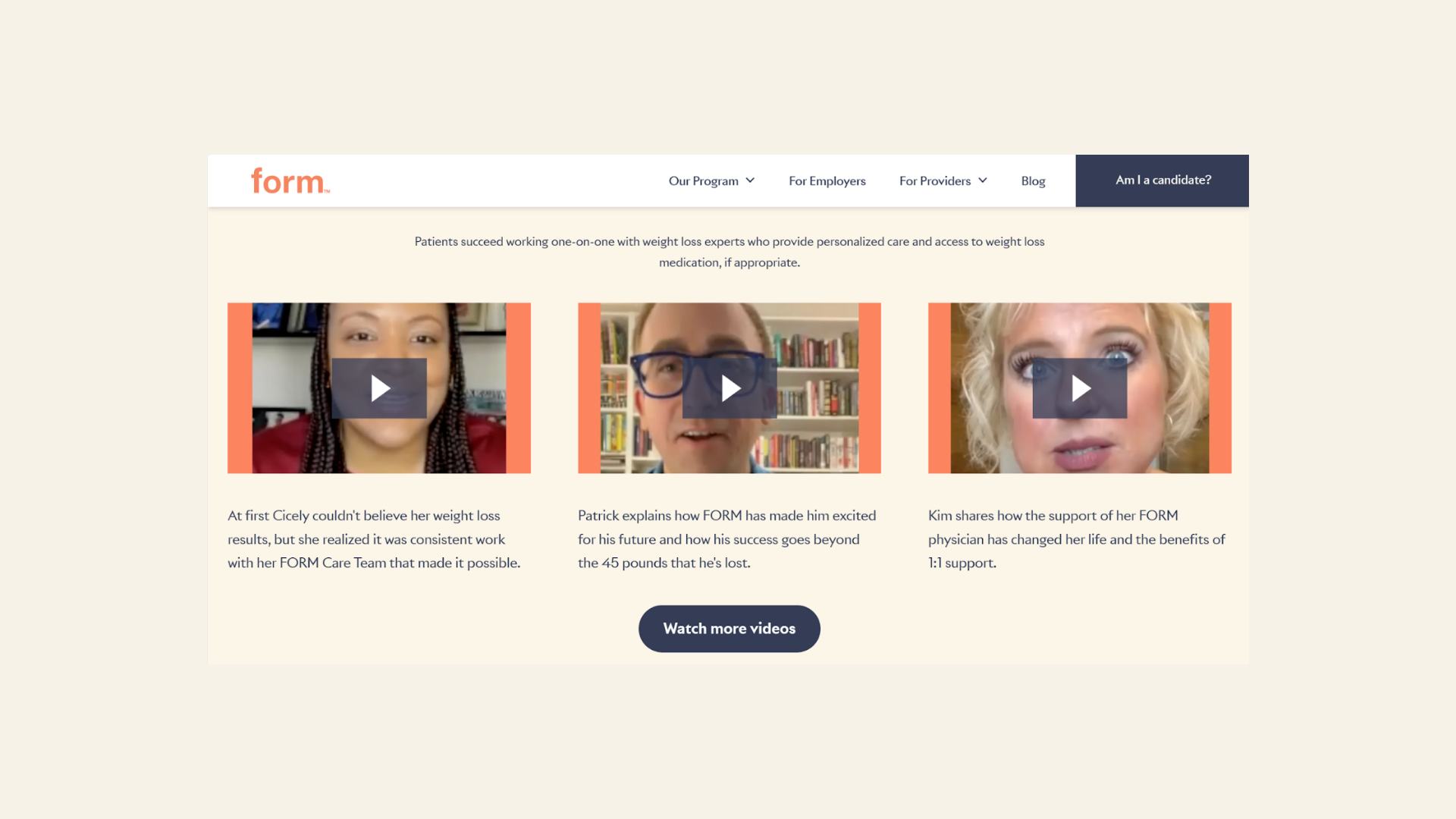 Form health video testimonials