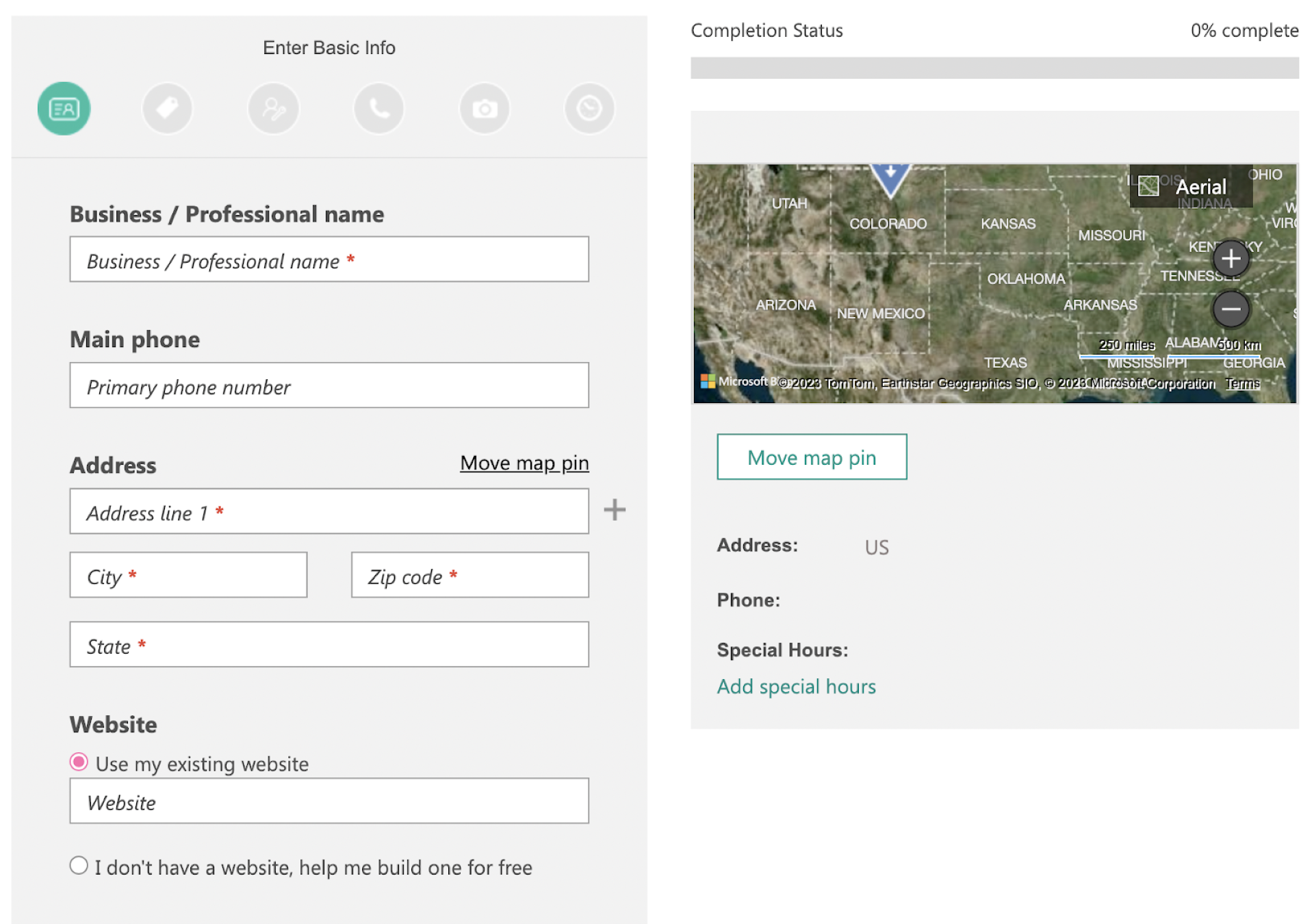Enter your Business Details Add relevant details on Bing Places for Business