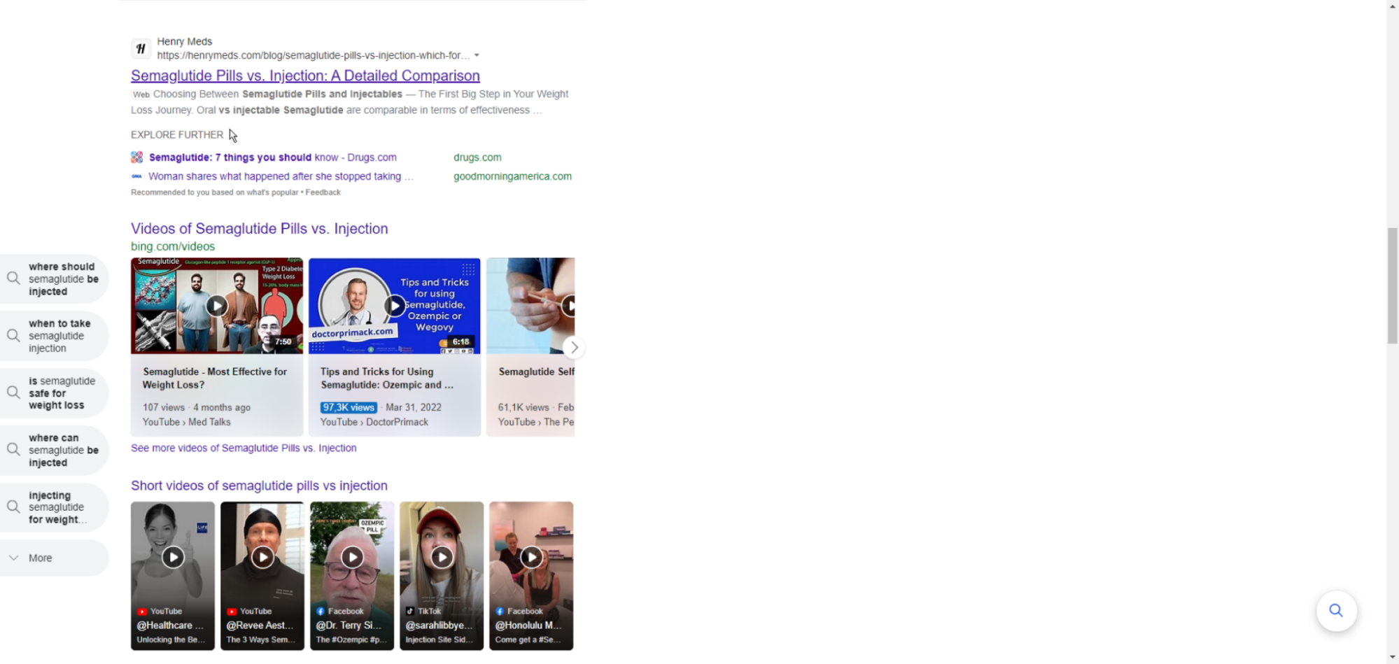 Bing Search Results Page Henry Meds article on bing search results