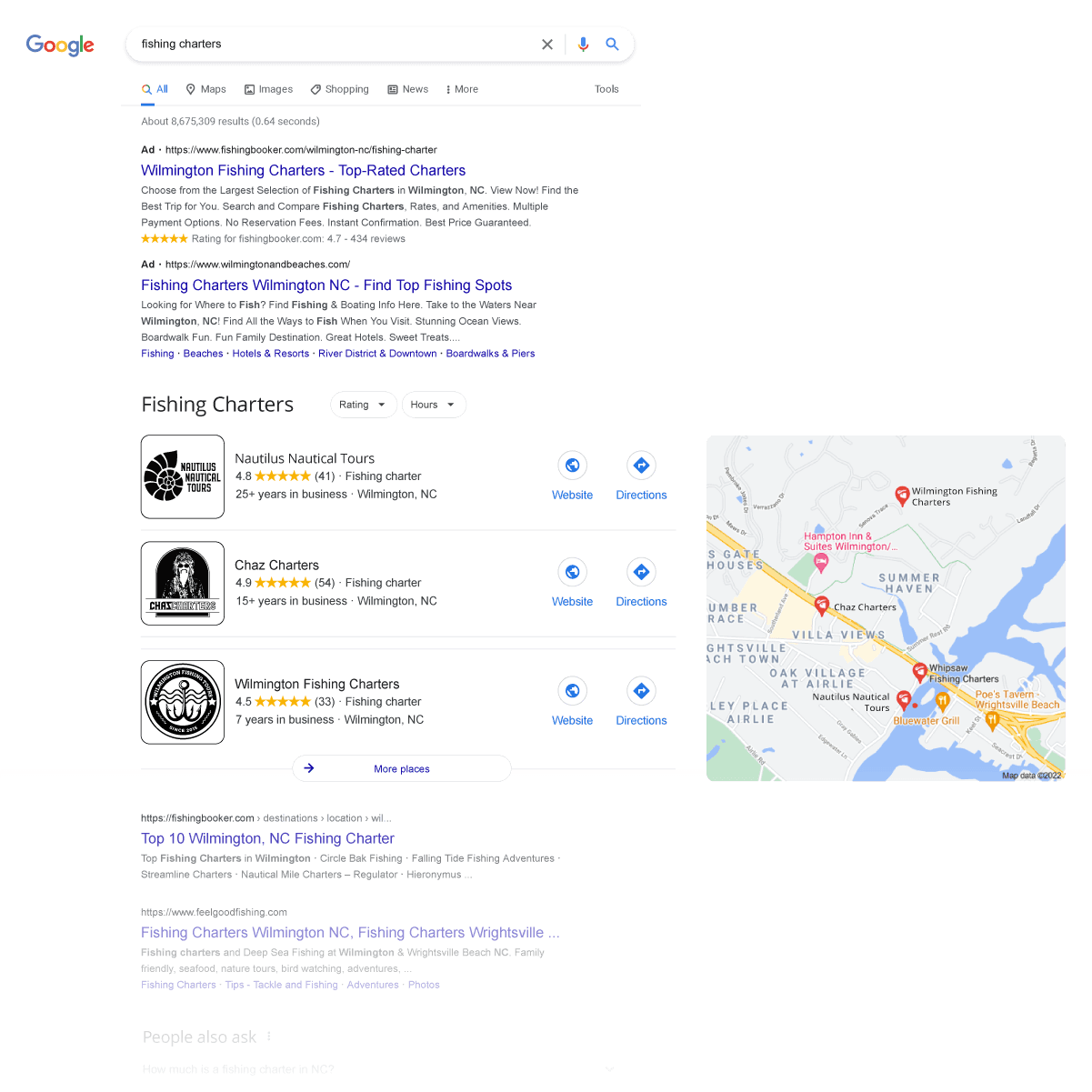 Local SEO Help for Small Businesses image google page fishing charters partial