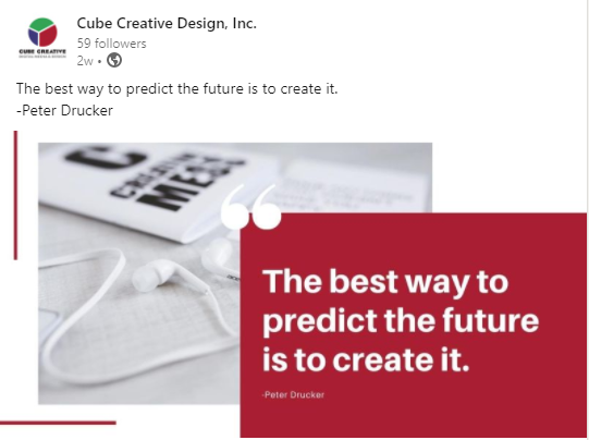 Local Social Media Marketing for Asheville Firms image cube creative design linkedin quote